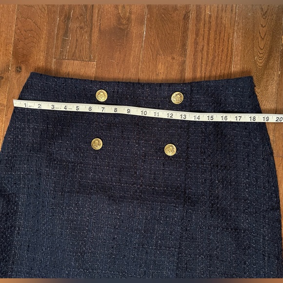 Loft Navy Tweed Wrap Doulbe Button Skirt - Picture 3 of 12